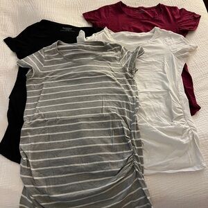 4-Pack Basic Maternity Tees - Black, Gray, White, Burgundy